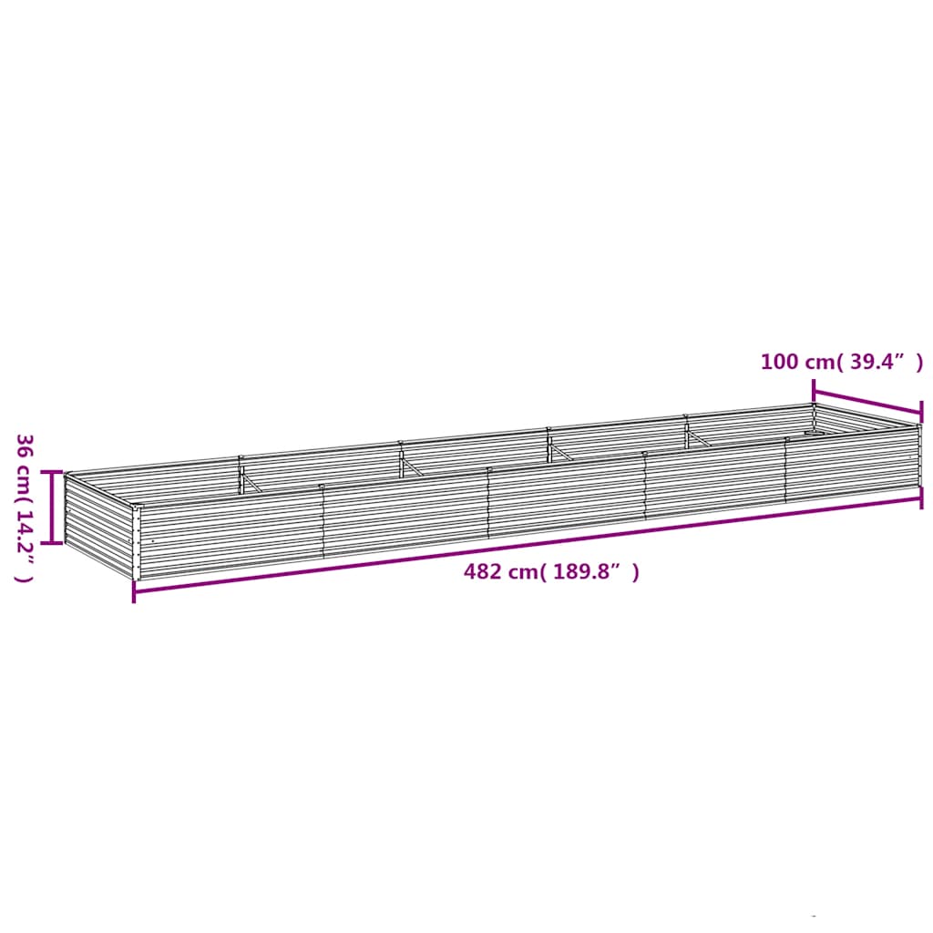 Fioriera Rialzata da Giardino 482x100x36 cm in Acciaio Corten | homemem39
