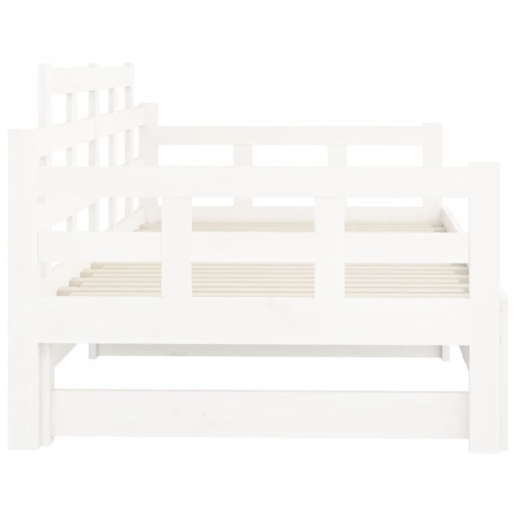 Dormeuse Estraibile Bianca Legno Massello di Pino 2x(80x200) cm | homemem39