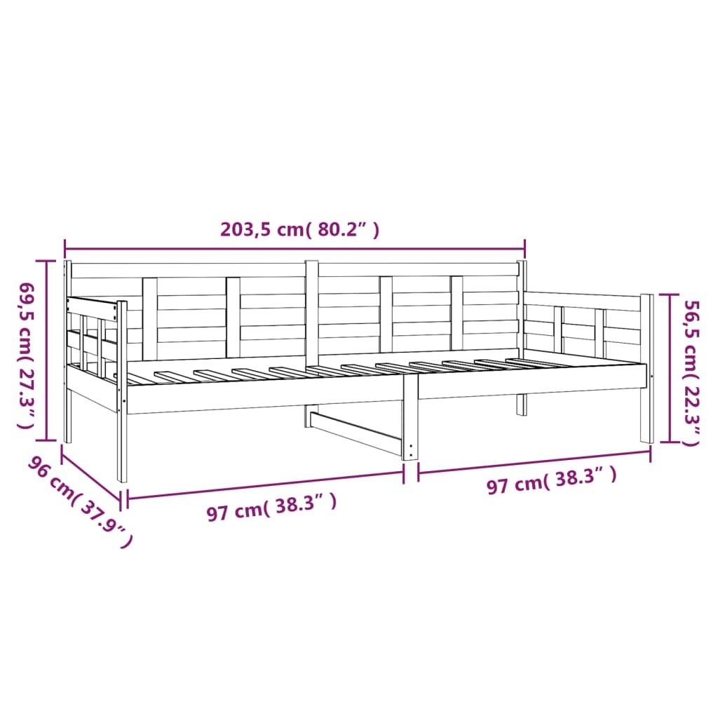 Dormeuse in Legno Massello di Pino 90x200 cm | homemem39