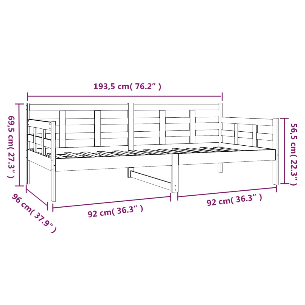 Dormeuse in Legno Massello di Pino 90x190 cm | homemem39