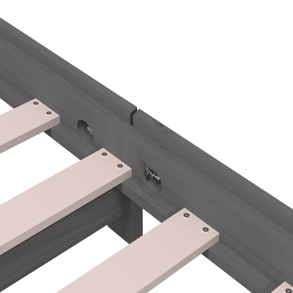 Letto Impilabile Grigio 75x190 cm in Legno Massello di Pino - homemem39