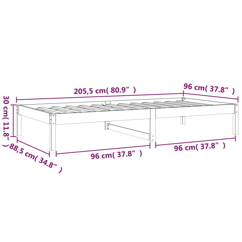 Dormeuse senza Materasso 90x200 cm in Legno Massello di Pino | homemem39