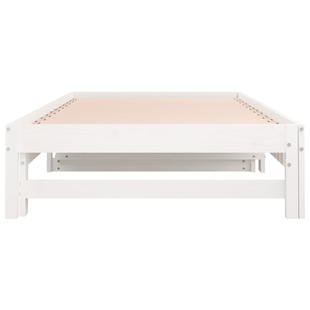 Dormeuse Estraibile Bianca 2x(90x200) cm Legno Massello di Pino | homemem39