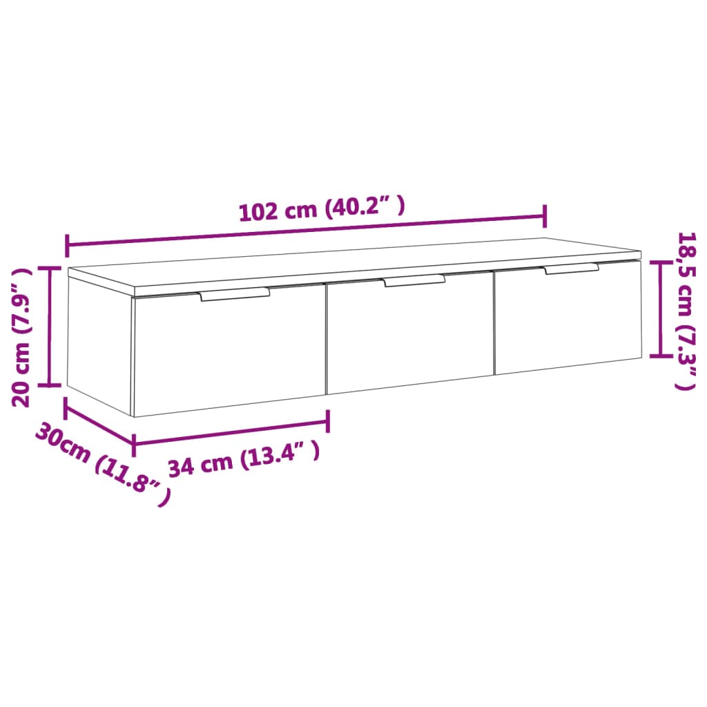 Armadietto a Muro Rovere Sonoma 102x30x20 in Legno Multistrato | homemem39