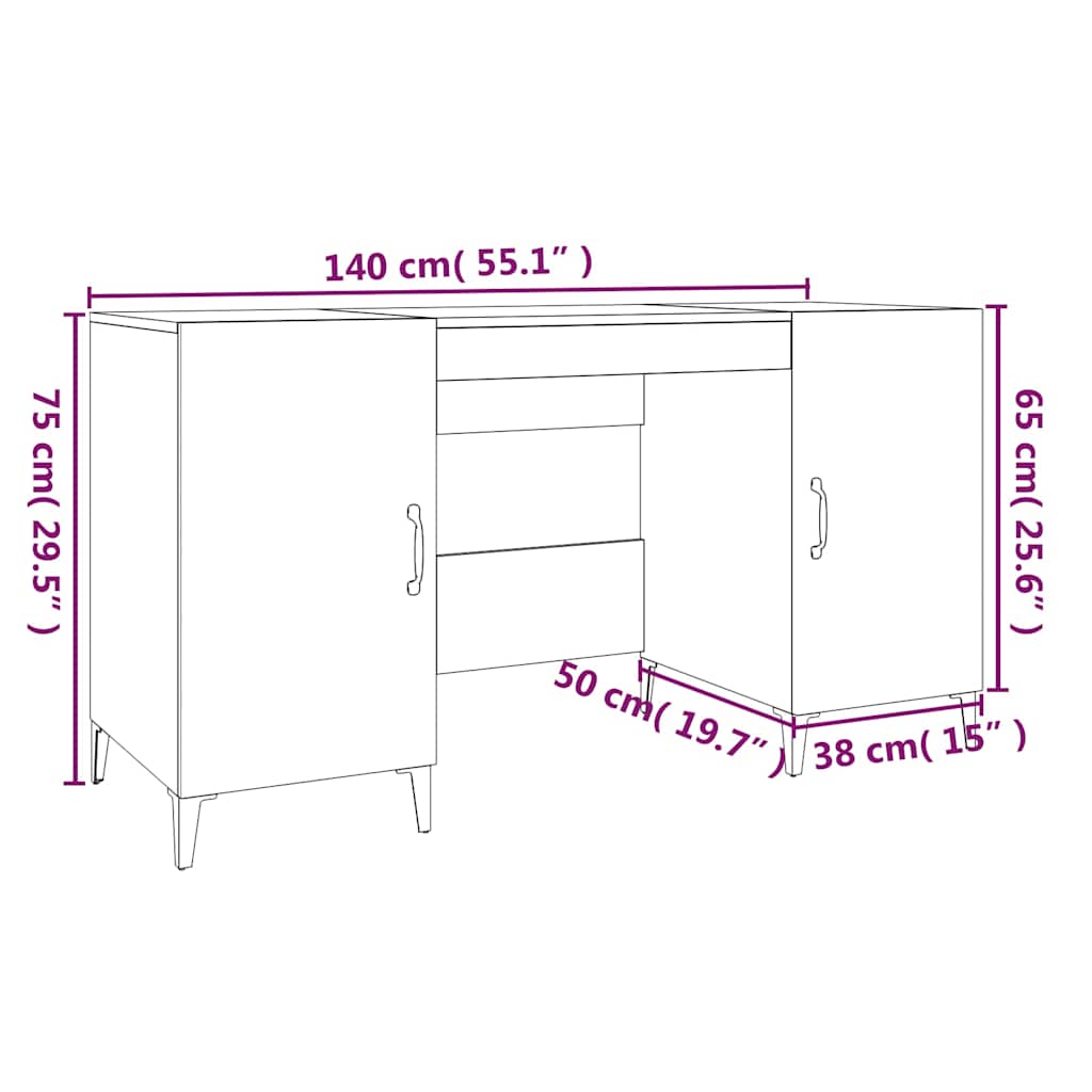 Scrivania Grigio Cemento 140x50x75 cm in Legno Multistrato - homemem39