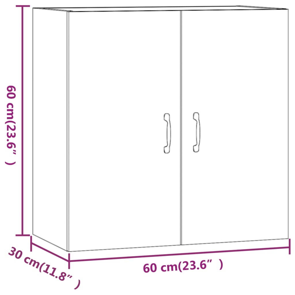 Armadietto a Muro Grigio Cemento 60x31x60 cm Legno Multistrato | homemem39