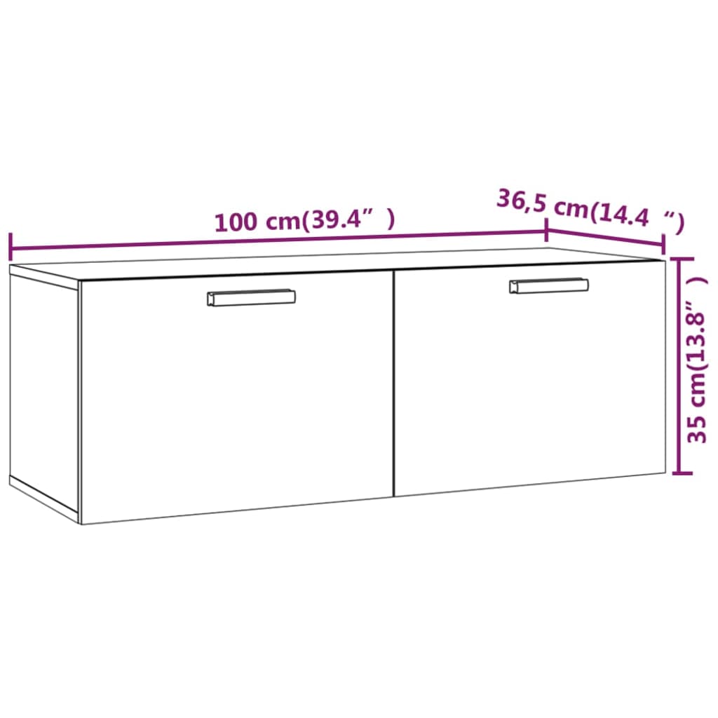 Mobile Pensile Bianco 100x36,5x35 cm Legno Multistrato | homemem39