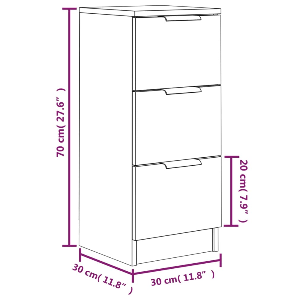 Credenza Rovere Fumo 30x30x70 cm in Legno Multistrato