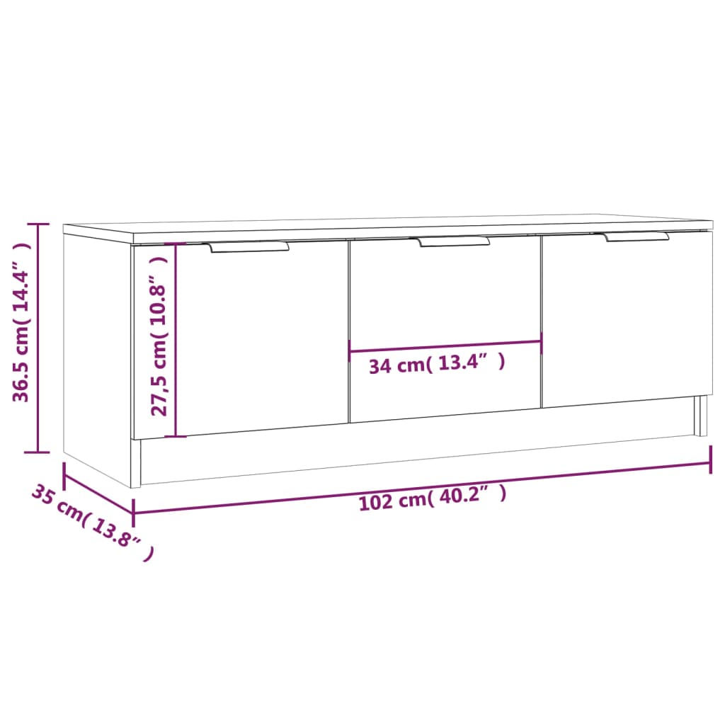 Mobile TV Grigio Sonoma 102x35x36,5 cm in Legno Multistrato | homemem39