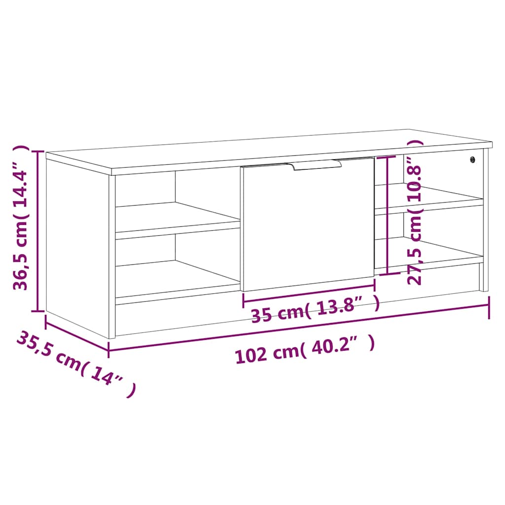 Mobile TV Grigio Sonoma 102x35,5x36,5 cm in Legno Multistrato