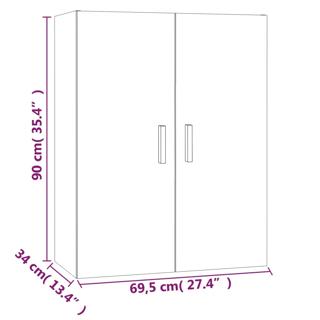 Armadietto Pensile a Parete Rovere Fumo 69,5x34x90 cm | homemem39