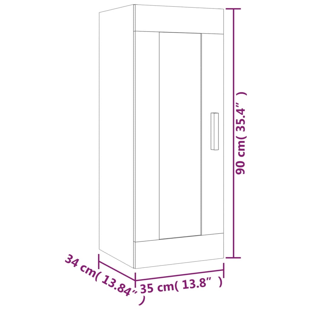 Armadietto a Muro Grigio Sonoma 35x34x90cm in Legno Multistrato | homemem39