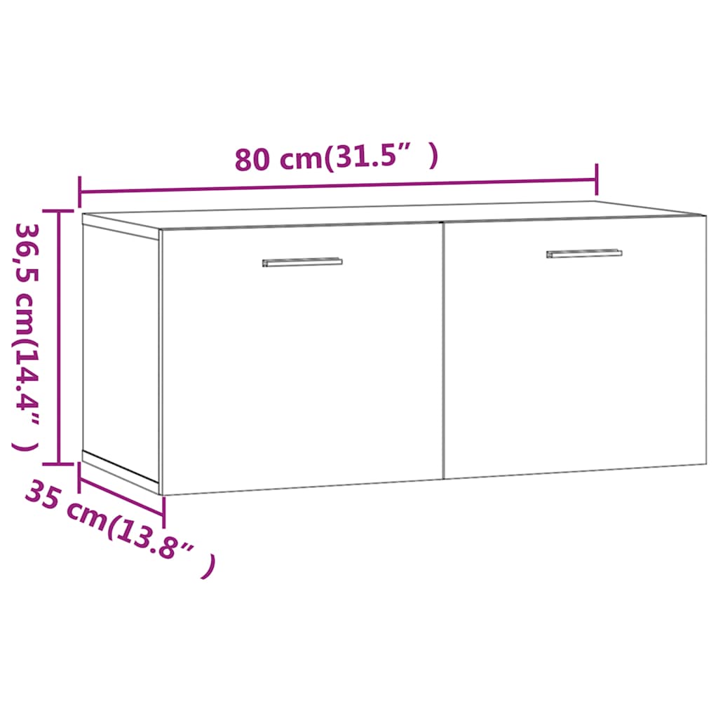 Mobile Parete Rovere Fumo 80x35x36,5 cm in Legno Multistrato
