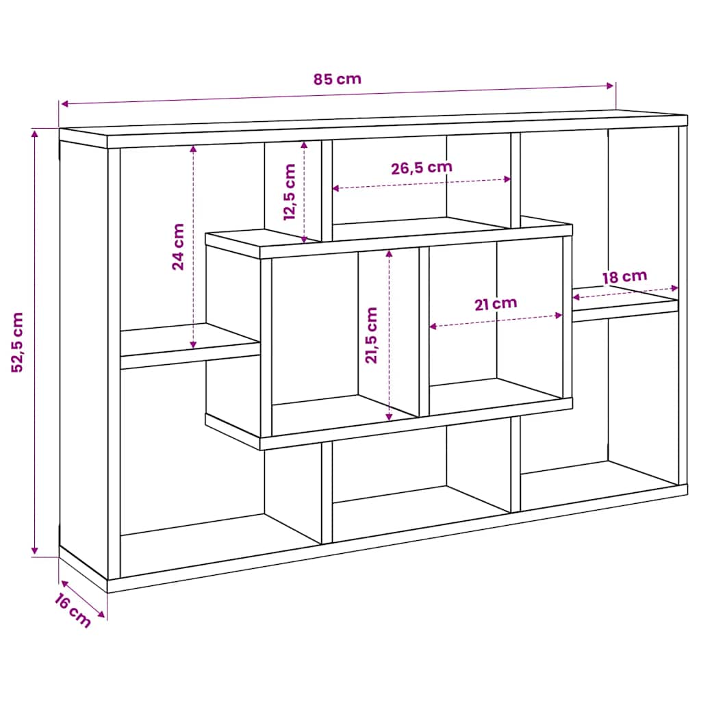 Mensola a Muro Grigio Sonoma 85x16x52,5 cm in Legno Multistrato