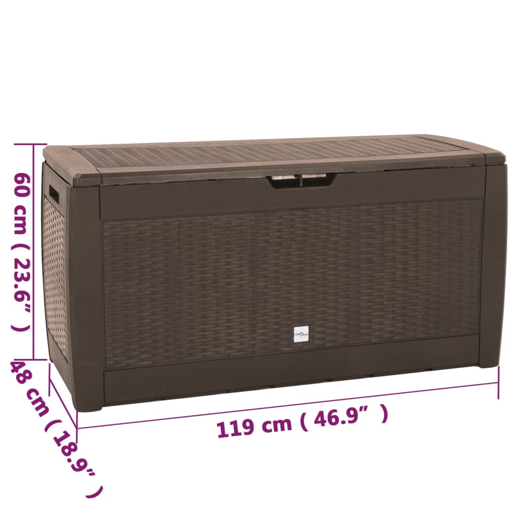 Baule da Giardino Marrone 119x48x60 cm in Polipropilene - homemem39