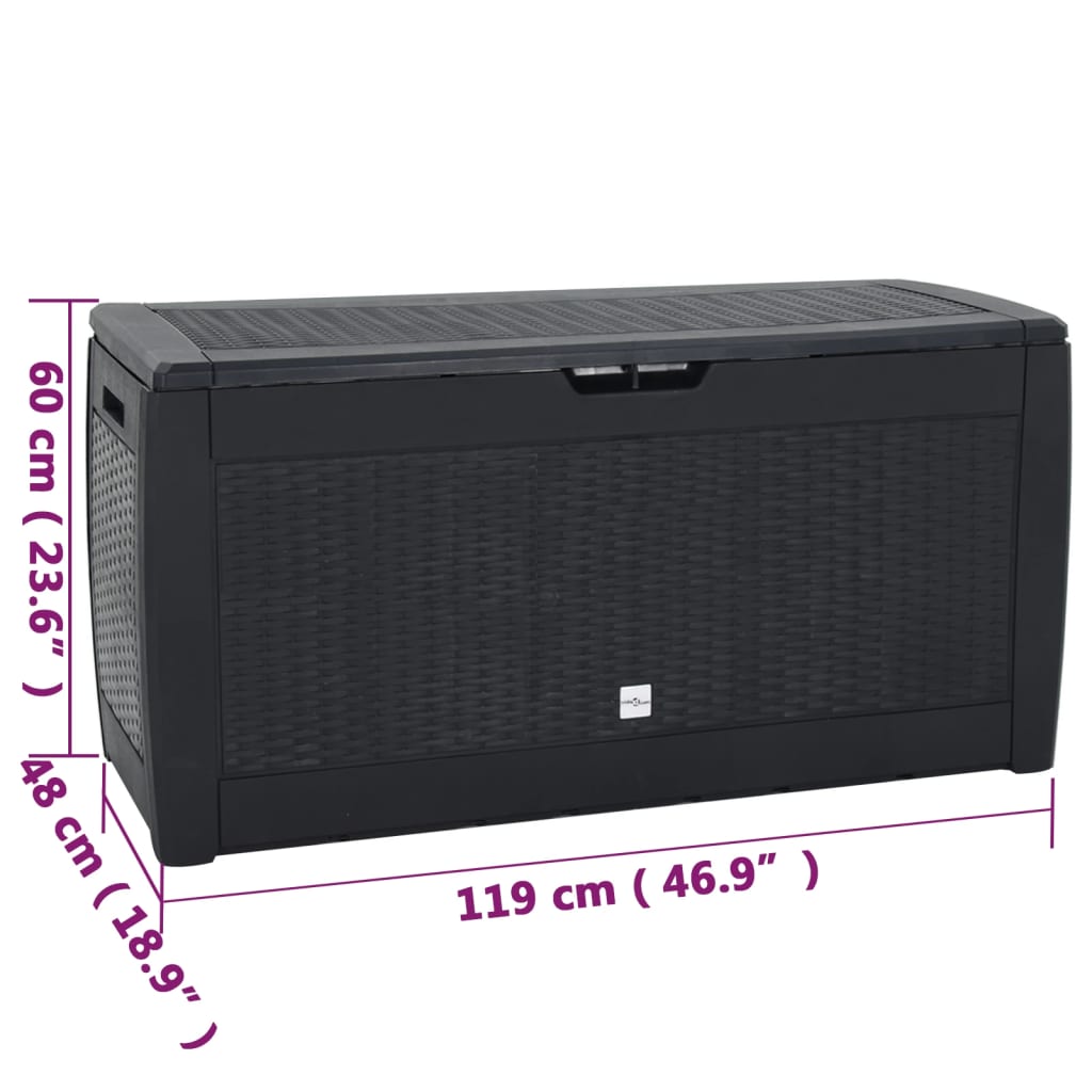 Baule da Giardino Antracite 119x48x60 cm in Polipropilene - homemem39