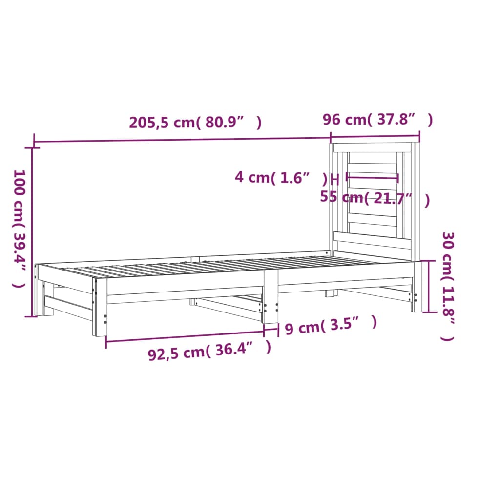 Dormeuse Estraibile 2x(90x200) cm in Legno Massello di Pino | homemem39