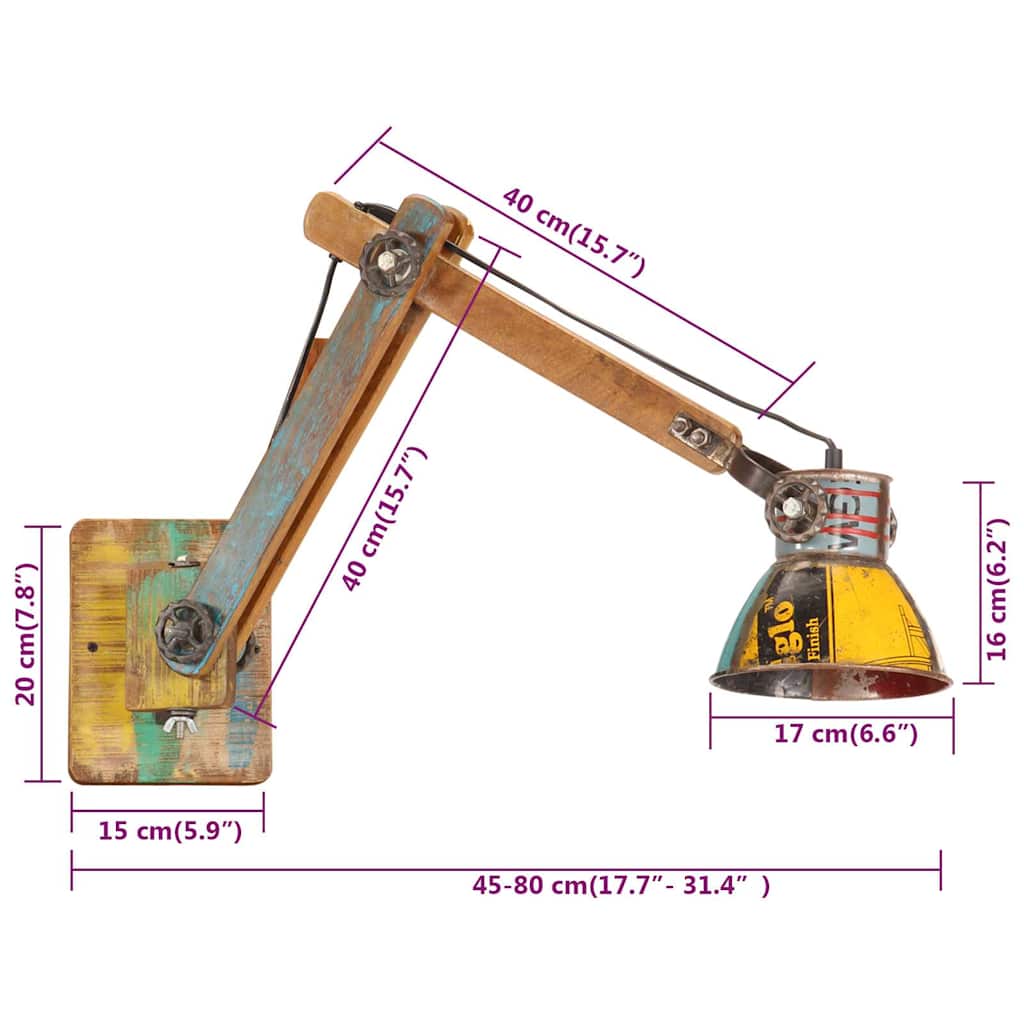 Lampada da Parete in Stile Industriale Rotonda Multicolore E27 | homemem39
