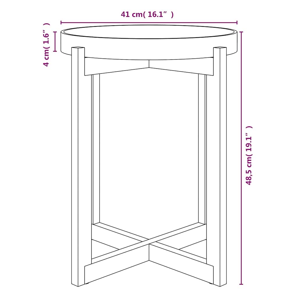 Tavolino Grigio 41x41x48,5cm Legno Multistrato e Massello Pino