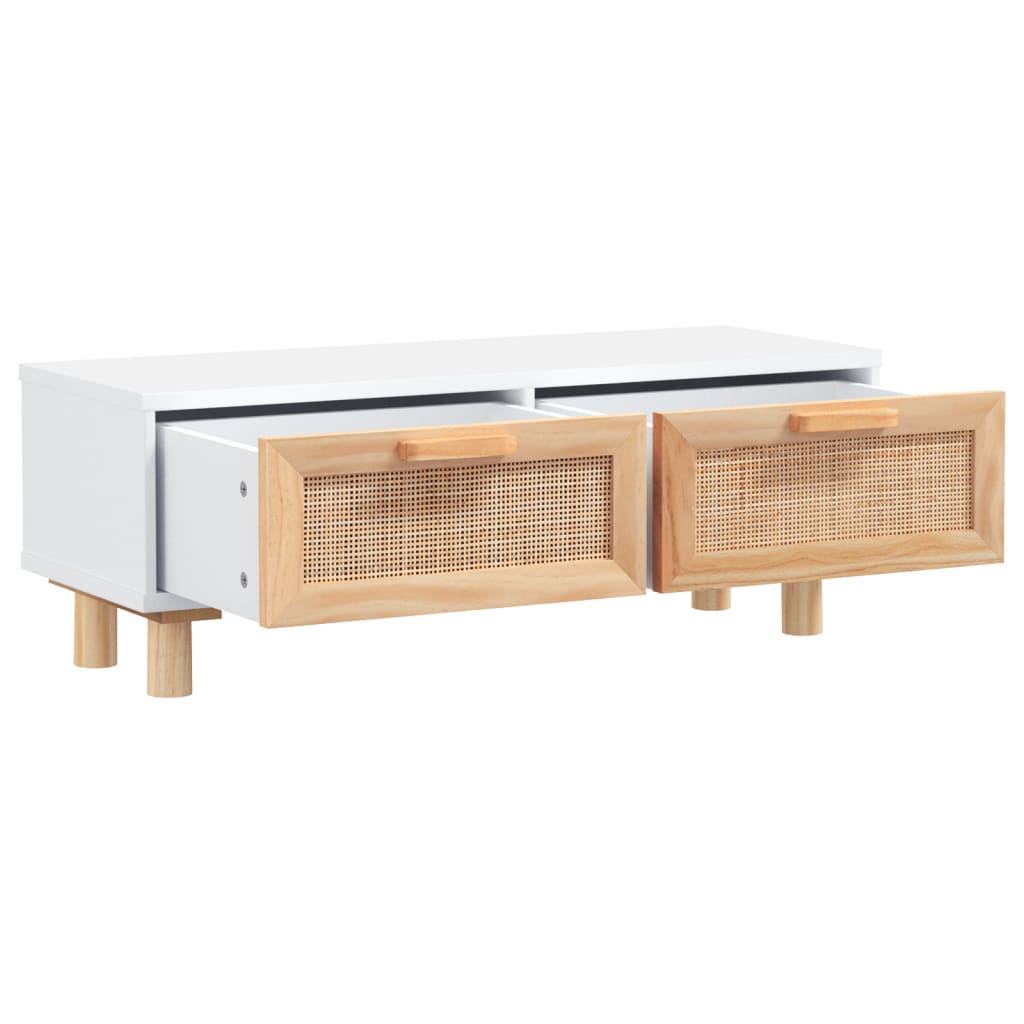 Tavolino Bianco 80x40x30cm Legno Multistrato e Massello di Pino - homemem39