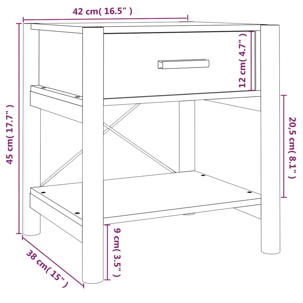 Tavolini da Letto 2pz Nero 42x38x45 cm in Legno Multistrato | homemem39