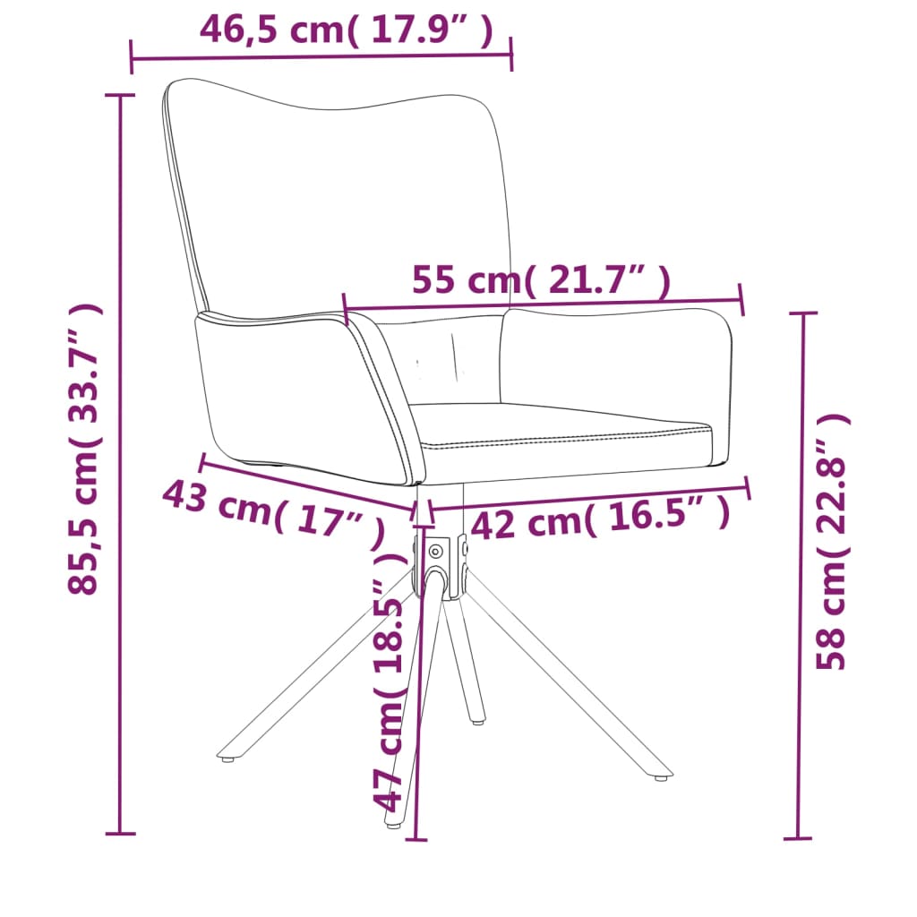Sedie da Pranzo Girevoli 2 pz Grigio Scuro in Velluto | homemem39