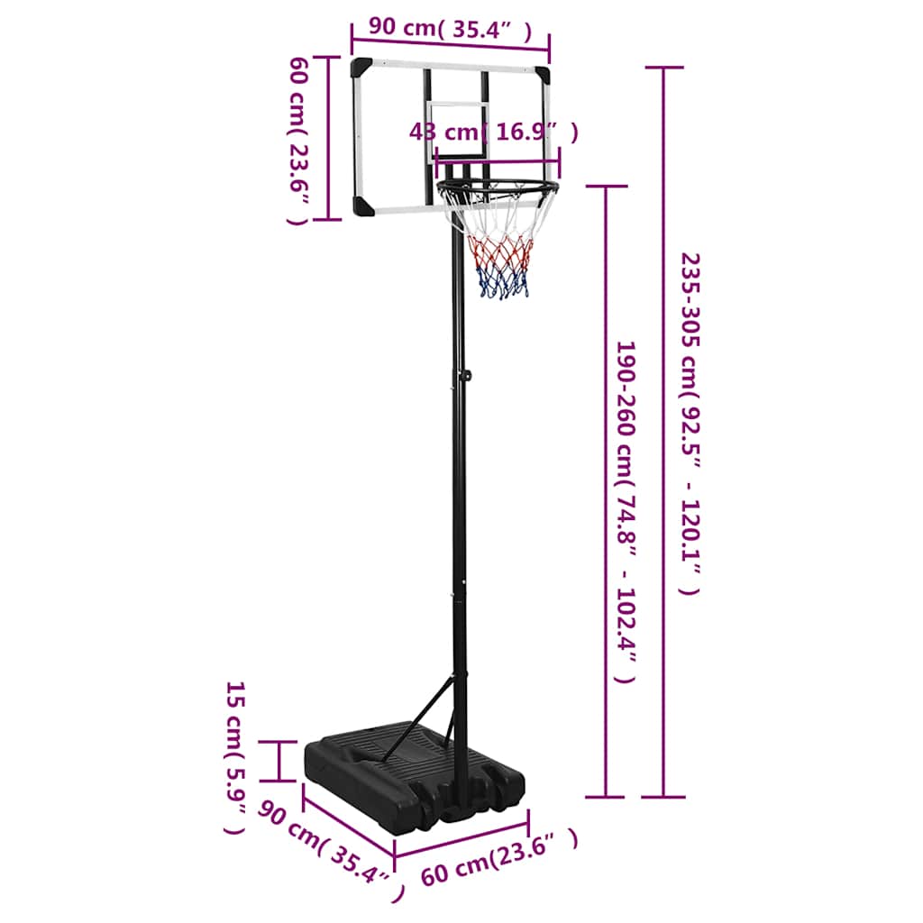 Supporto per Pallacanestro Trasparente 235-305 cm Policarbonato | homemem39