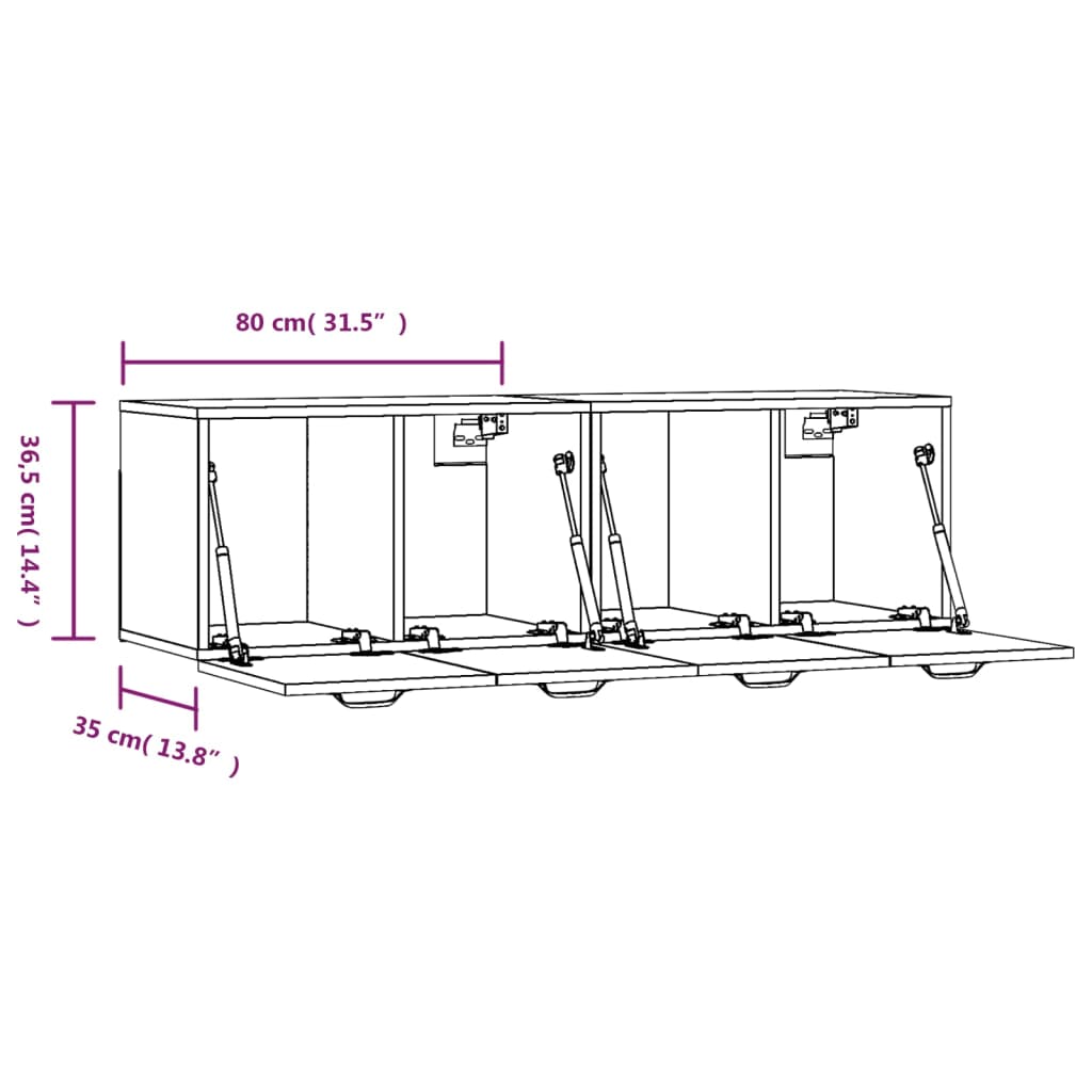 Mobili Parete 2 pz Bianco 80x35x36,5 cm in Legno Multistrato | homemem39