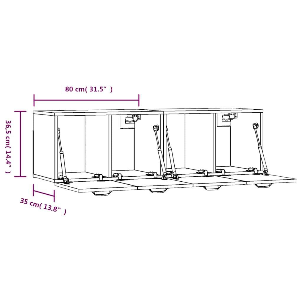 Mobili Parete 2 pz Bianco Lucido 80x36,5x35cm Legno Multistrato | homemem39