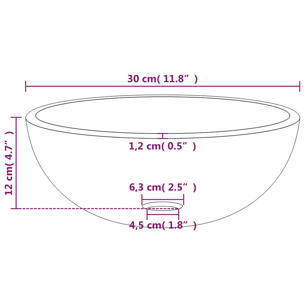 Lavandino in Vetro Temperato 30x12 cm Oro | homemem39