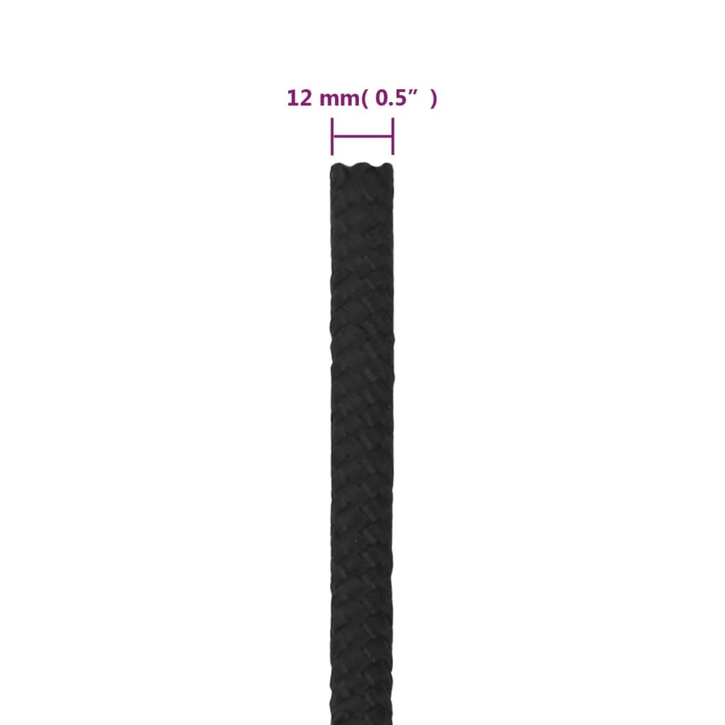 Corda per barca Completamente Nera 12 mm 50 m in Polipropilene | homemem39