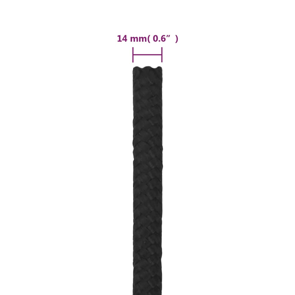 Corda per barca Completamente Nera 14 mm 100 m in Polipropilene | homemem39