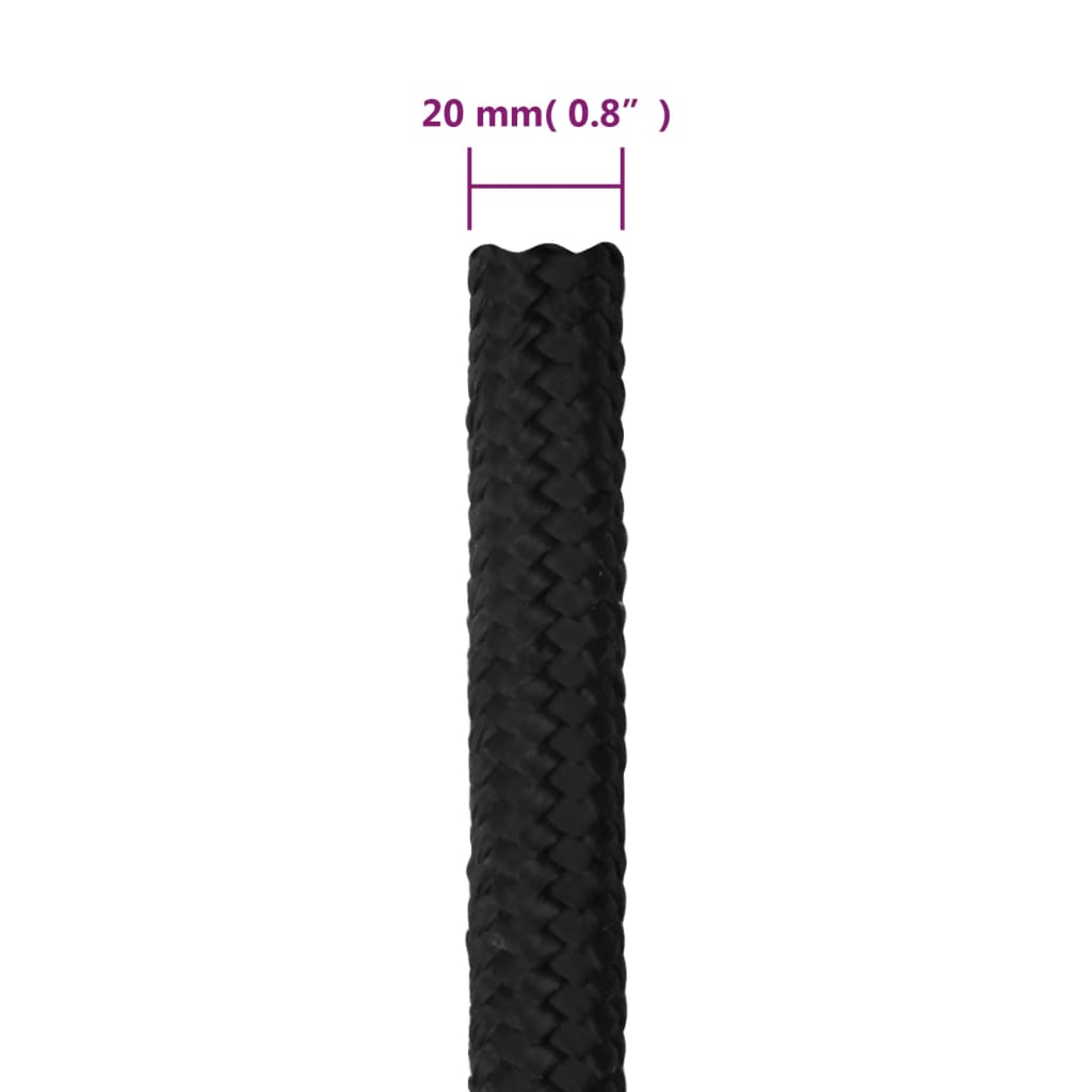 Corda per barca Completamente Nera 20 mm 50 m in Polipropilene | homemem39