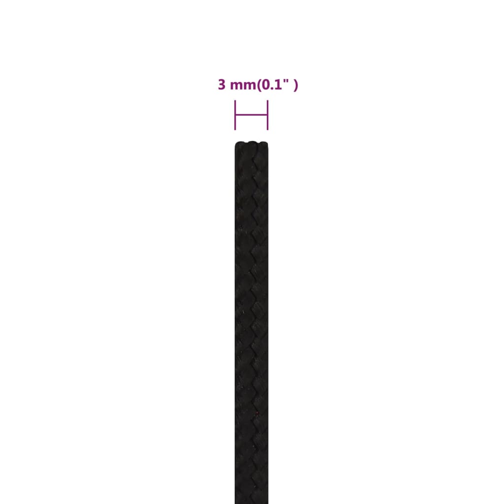 Corda da Lavoro Nera 3 mm 250 m in Poliestere | homemem39
