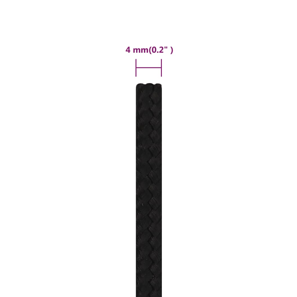 Corda da Lavoro Nera 4 mm 25 m in Poliestere | homemem39