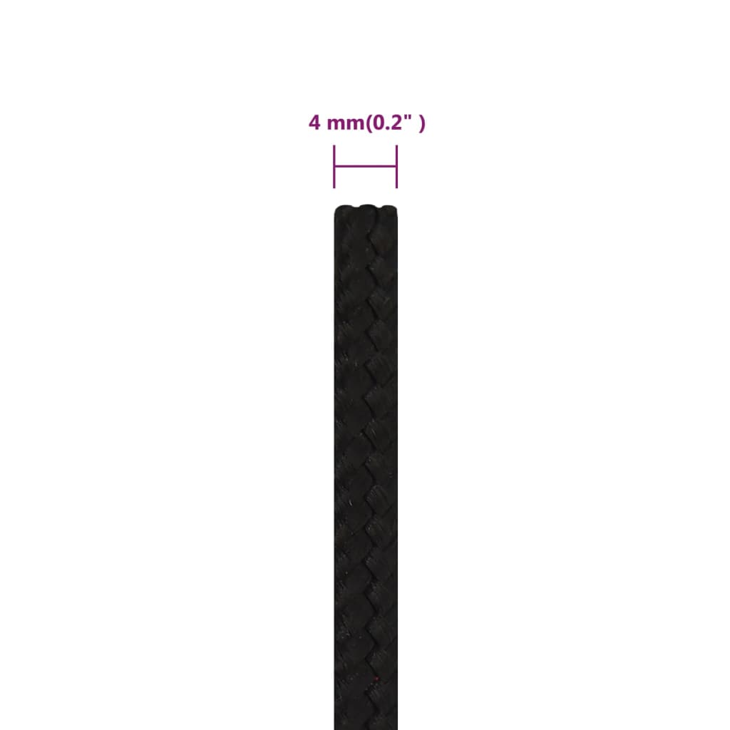 Corda da Lavoro Nera 4 mm 250 m in Poliestere | homemem39