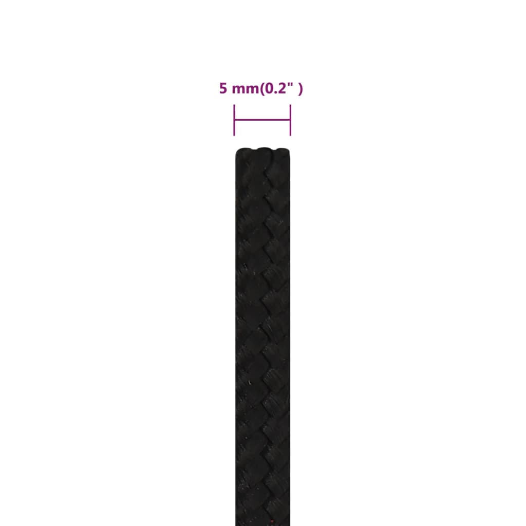 Corda da Lavoro Nera 5 mm 25 m in Poliestere | homemem39