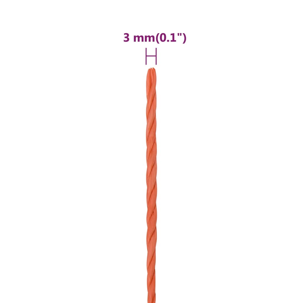 Corda da Lavoro Arancione 3 mm 50 m in Polipropilene | homemem39