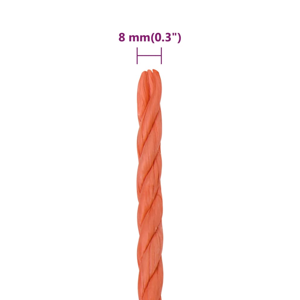 Corda da Lavoro Arancione 8 mm 50 m in Polipropilene | homemem39