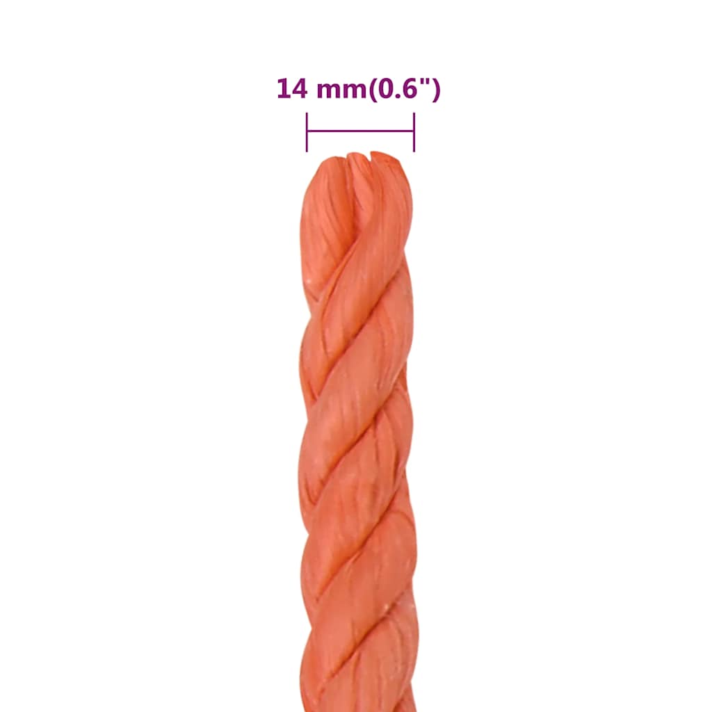 Corda da Lavoro Arancione 14 mm 50 m in Polipropilene | homemem39