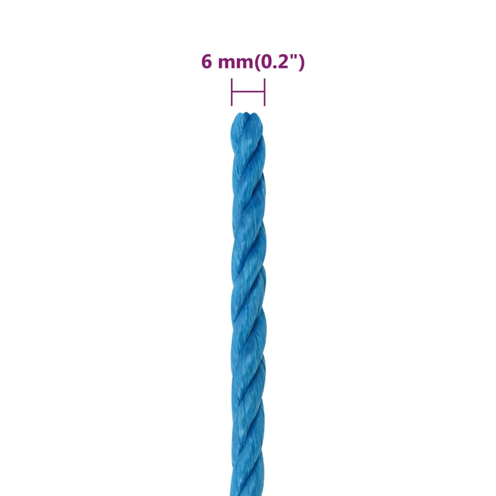 Corda da Lavoro Blu 6 mm 100 m in Polipropilene | homemem39