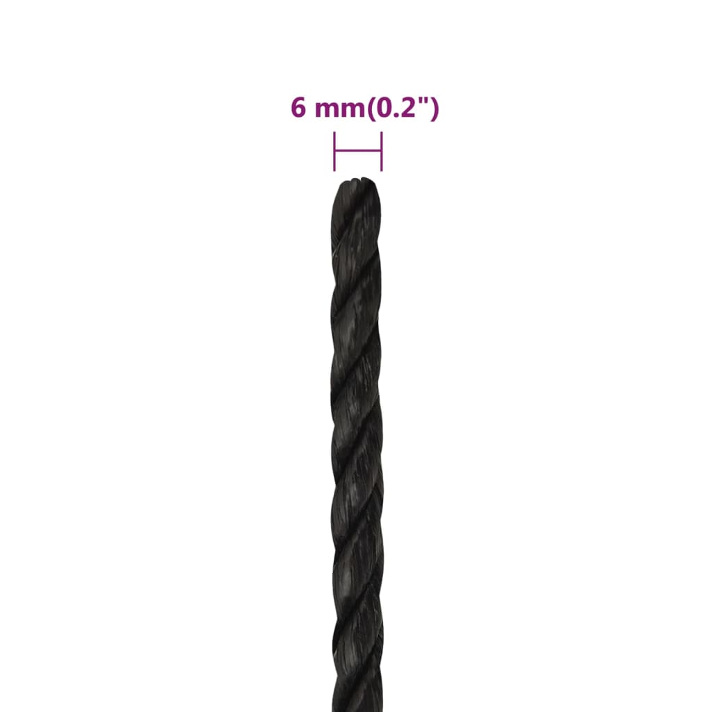 Corda da Lavoro Nera 6 mm 25 m in Polipropilene | homemem39