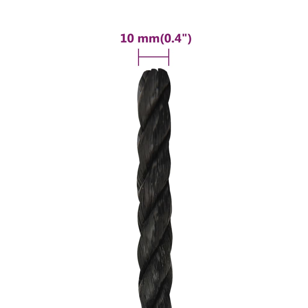 Corda da Lavoro Nera 10 mm 25 m in Polipropilene | homemem39