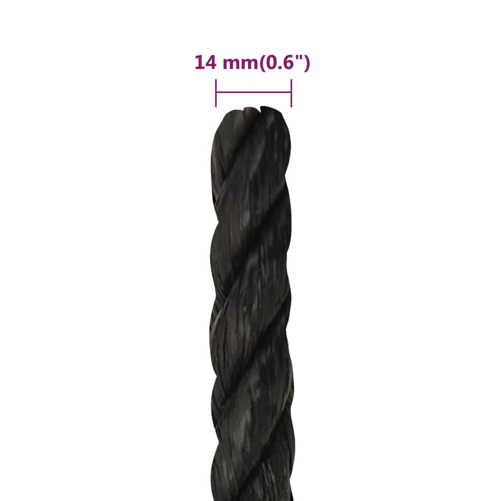 Corda da Lavoro Nera 14 mm 50 m in Polipropilene | homemem39