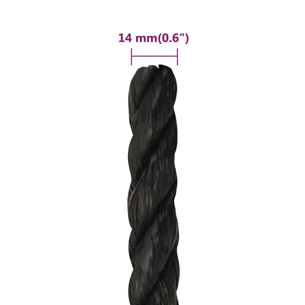 Corda da Lavoro Nera 14 mm 250 m in Polipropilene | homemem39