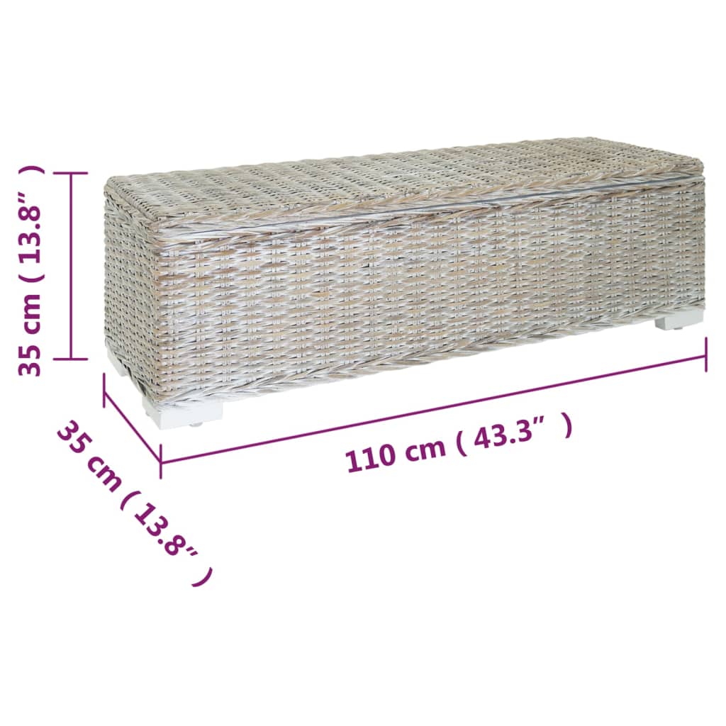 Portaoggetti Bianco 110cm Rattan Kubu Naturale e Massello Mogano | homemem39