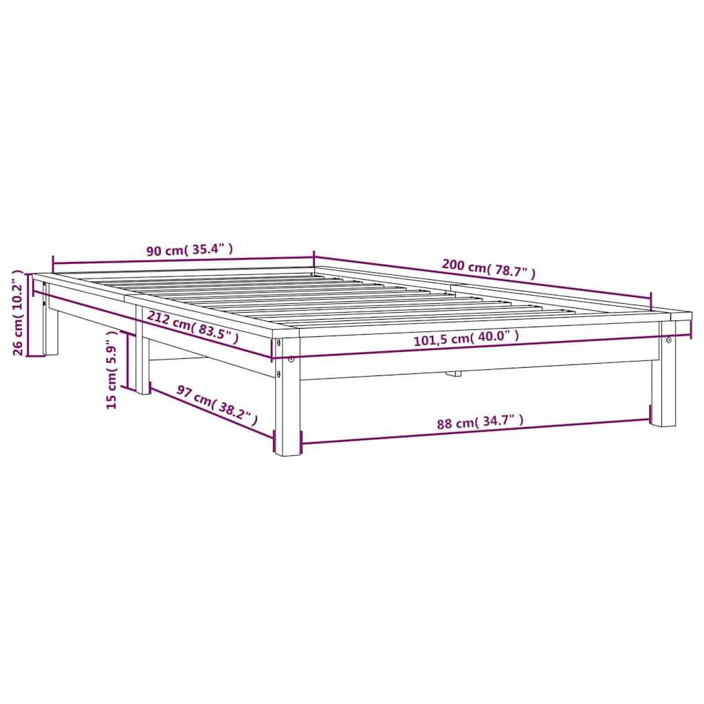 Giroletto Grigio 90x200 cm in Legno Massello di Pino | homemem39