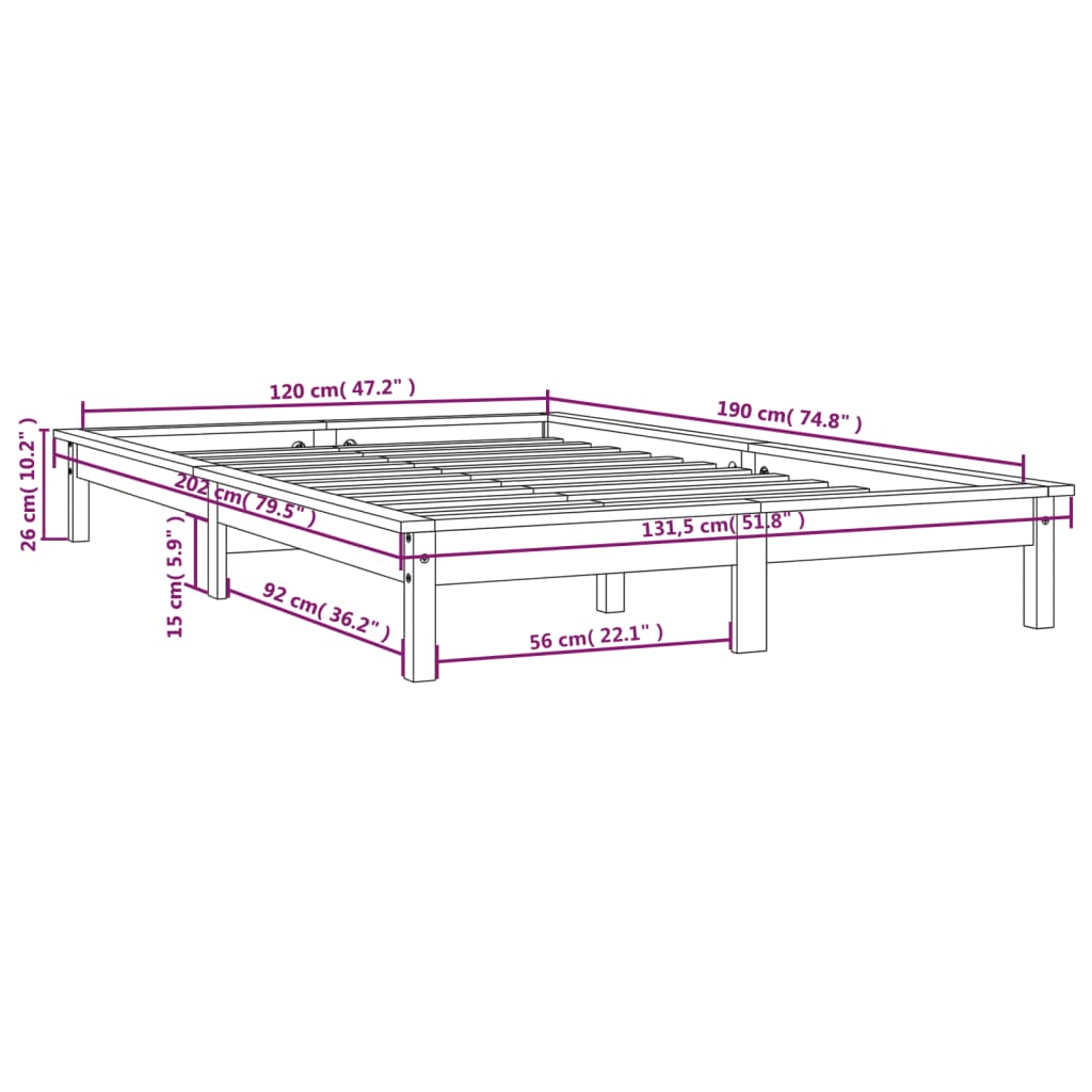 Giroletto Grigio 120x190 cm Small Double Legno Massello di Pino | homemem39