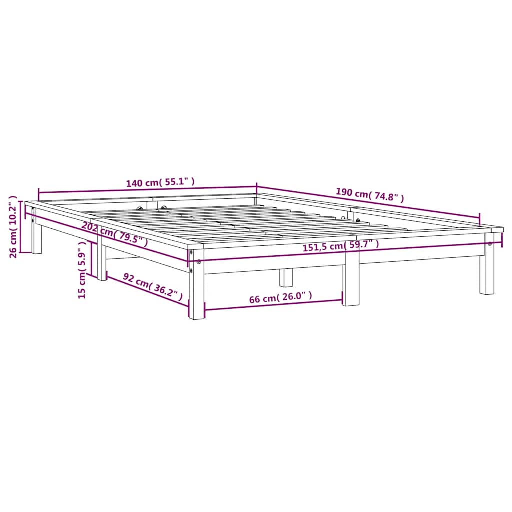 Giroletto senza Materasso Ambra 140x190 in Legno Massello | homemem39