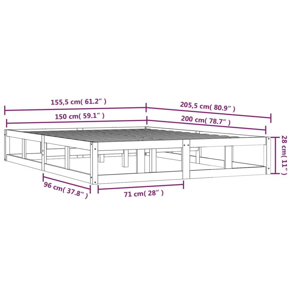 Giroletto Grigio 150x200 cm King in Legno Massello | homemem39